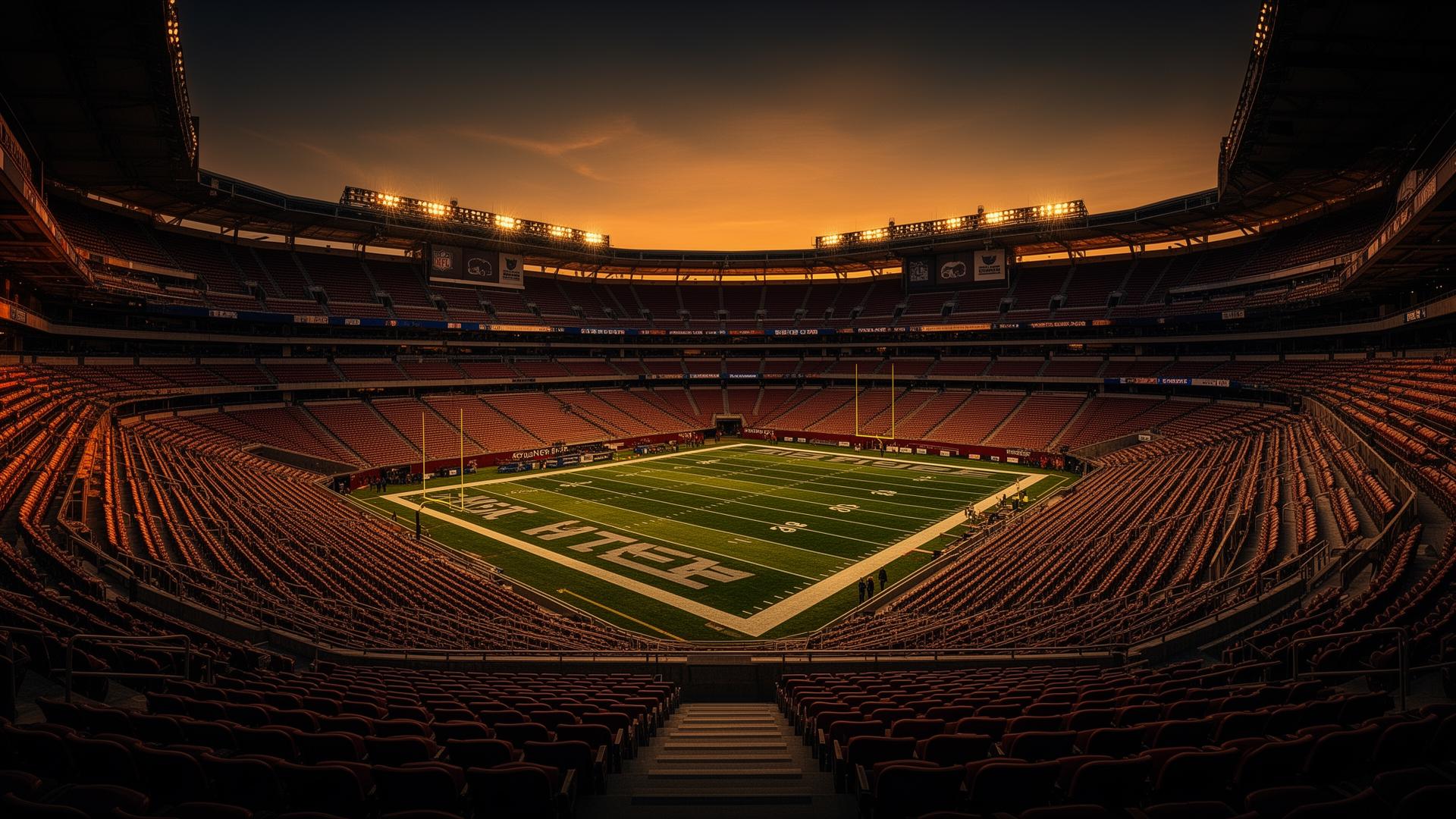 Empty stadium at dawn